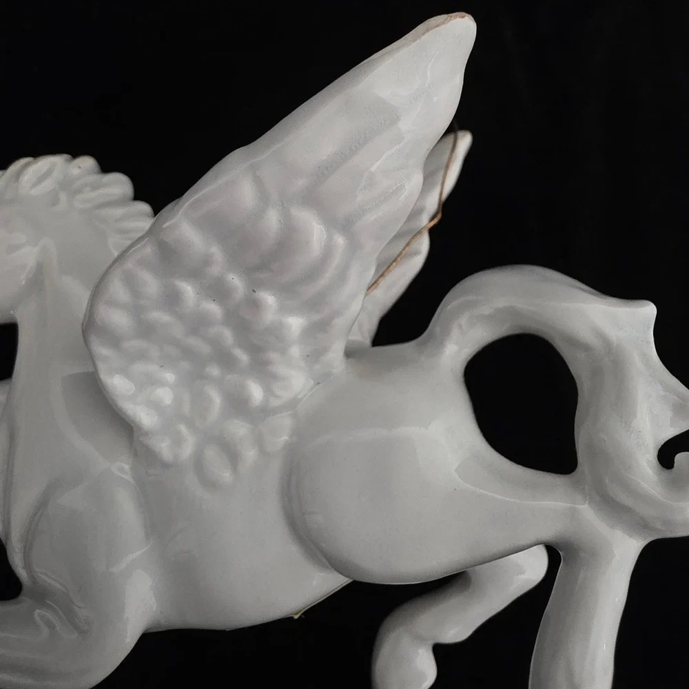 VTG Fitz & Floyd Japan White Porcelain Pegasus Winged Horse Ornament Figurine